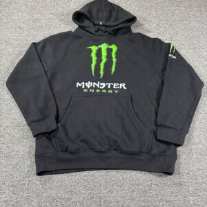 Monster Energy Official Hoodie Mens Medium Black Graphic Hoodie Vintage Y2K